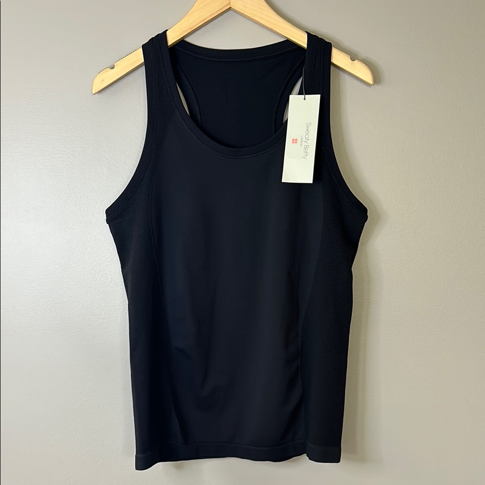 Sweaty Betty Athlete Seamless Workout Tank‎ Top Size Large Black New With Tags